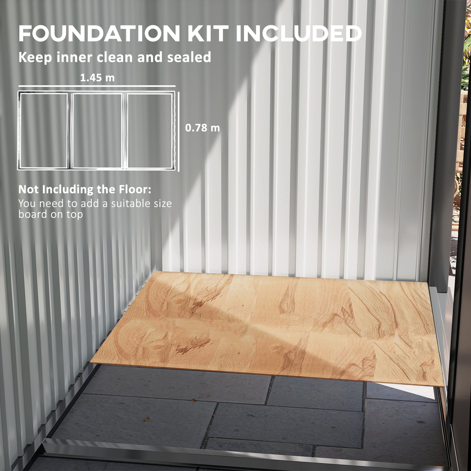 5x3ft Steel Lean-to Shed With Adjustable Shelf Lock & Gloves