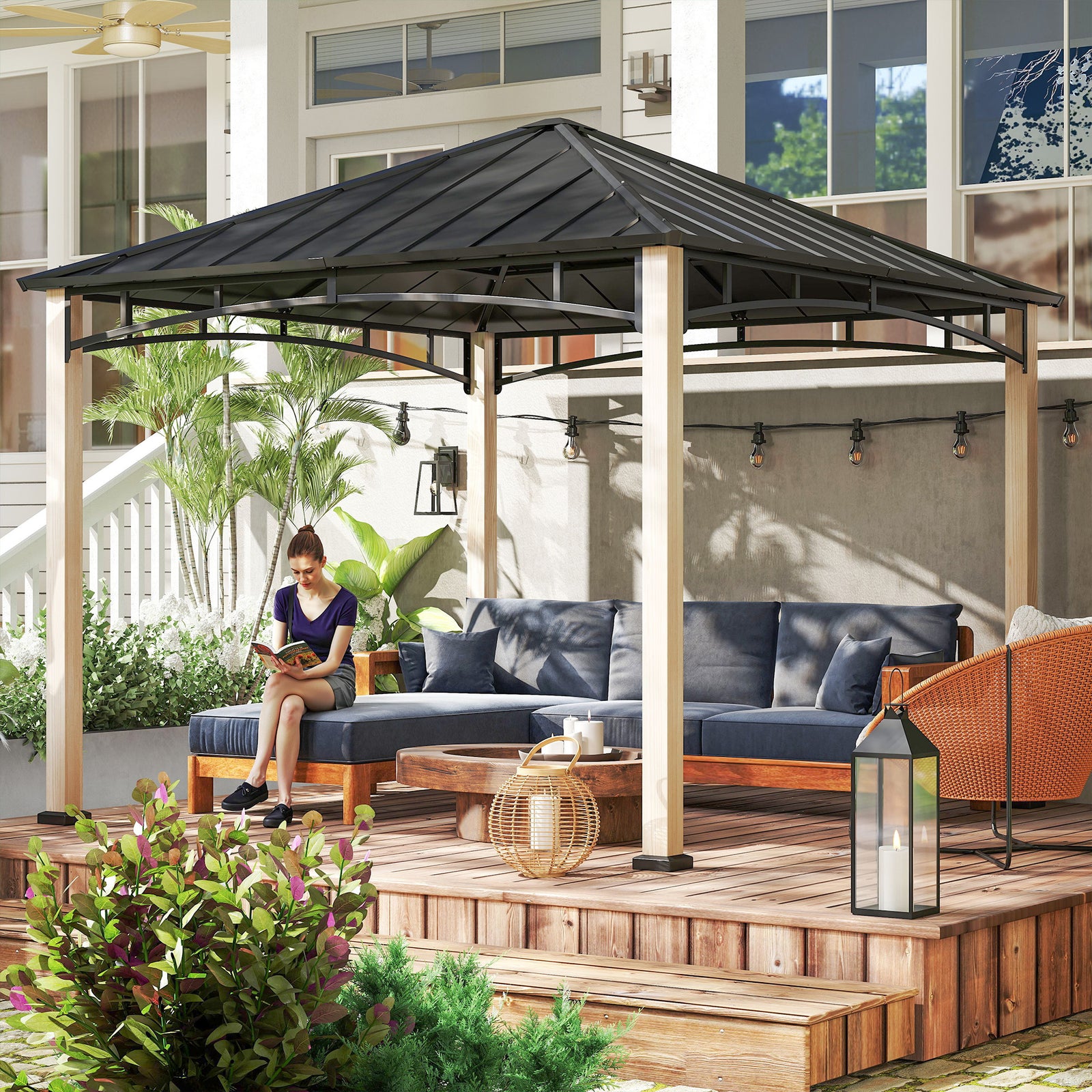 3x3m Hardtop Gazebo With Galvanised Metal Roof