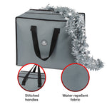 Premium Grey Xmas Decoration Bag With Reinforced Handles