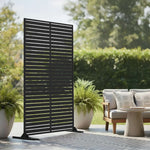 Metal Outdoor Privacy Screen 90cm X 180cm - Slats | 180cm x 90cm | Black
