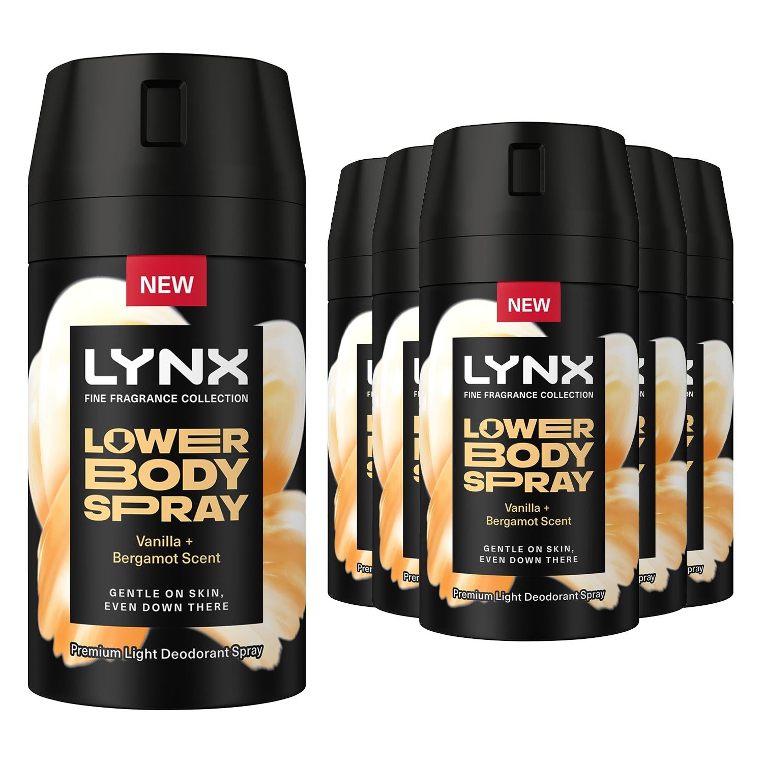 Lower Body Spray Vanilla + Bergamot 72h Freshness, Aluminium-free 100ml ,6 Pack