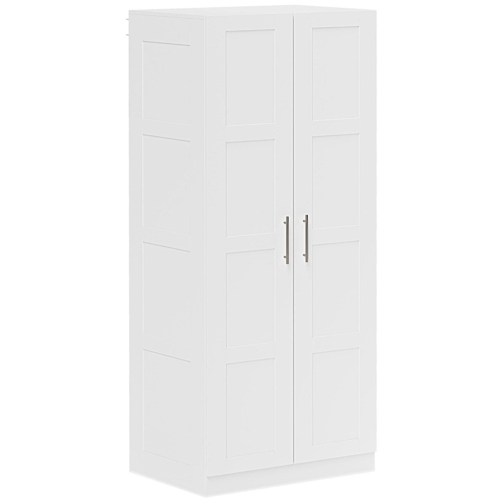 Wardrobe For Bedroom, Double Wardrobe With Hanging Rail | One Size | White