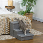 3 Step Dog Steps With Storage Boxes, Cat Stairs For Bed Sofa, Light Grey
