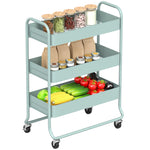 3-tier Storage Trolley, Storage Cart With Mesh Backets, Wheels | Green