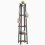 HOMCOM Industrial Coat Stand With 4 Storage Shelves And 8 Hooks