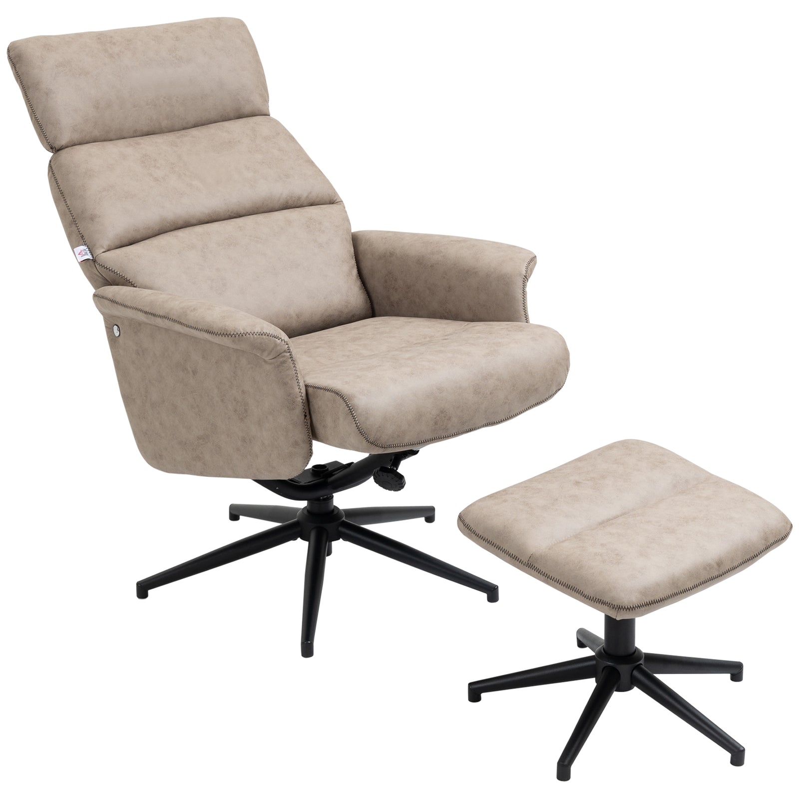 HOMCOM Swivel Recliner Chair W/ Ottoman Adjustable And Removable