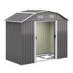 7.72 ft x 4.3 ft Outdoor Metal Storage Shed with Double Lockable Doors and Vents - Waterproof Garden Tool Organizer with Foundation and Shelving
