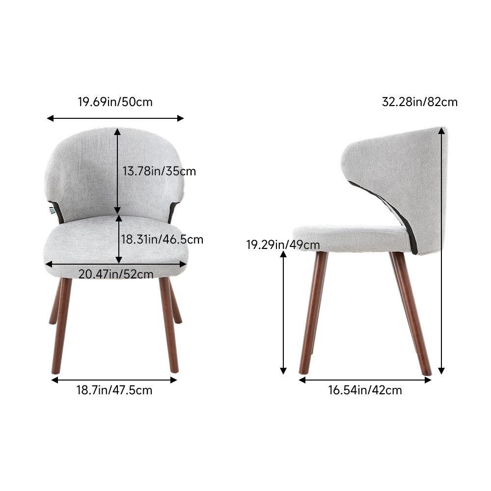 Set Of 2 Upholstered Chenille Dining Chairs With  Backrest And Solid Oak Legs – Comfortable | Grey