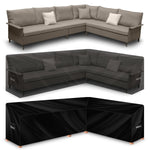 Premium L Shaped Waterproof Garden Furniture Cover, Outdoor Patio Weatherproof Rattan Sofa Guard | 260 x 210 x 80cm | Black
