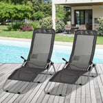 Set Of 2 Patio Chaise Lounge Chairs, Adjustable