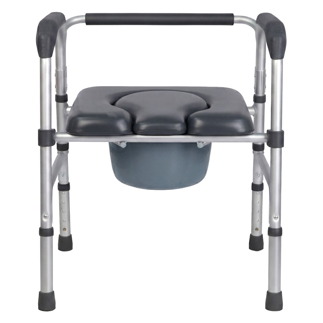 3 In 1 Commode Chair Folding Shower Chair Toilet Seat Riser Adjustable | Grey