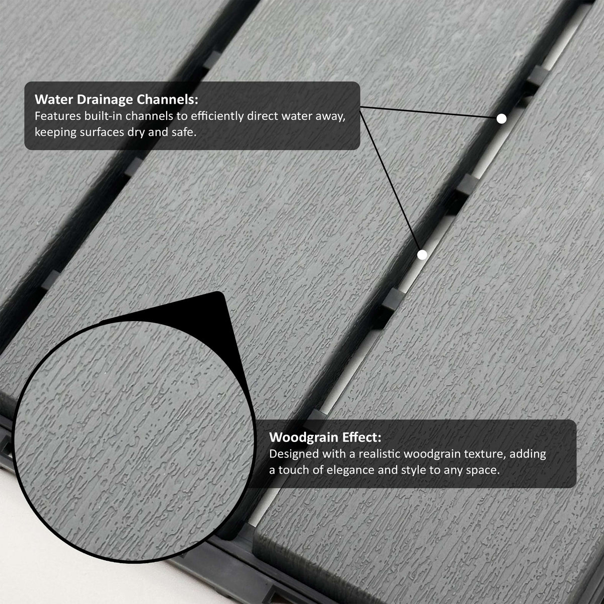 Polydeck Pvc Interlocking Decking Tiles - Grey | Set of 1 | Grey