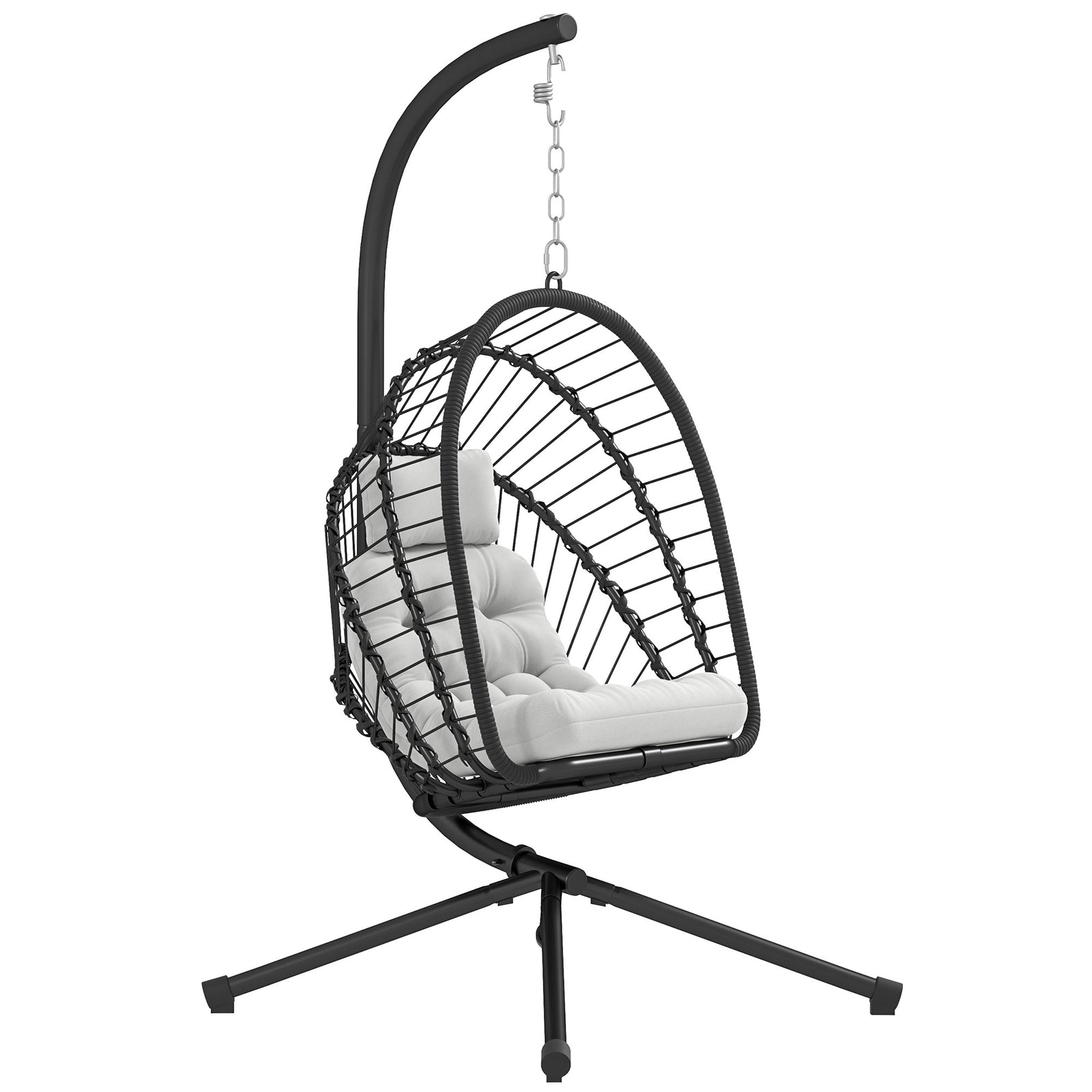 Pe Hanging Swing Chair W/ Thick Cushion, Patio Hanging Chair