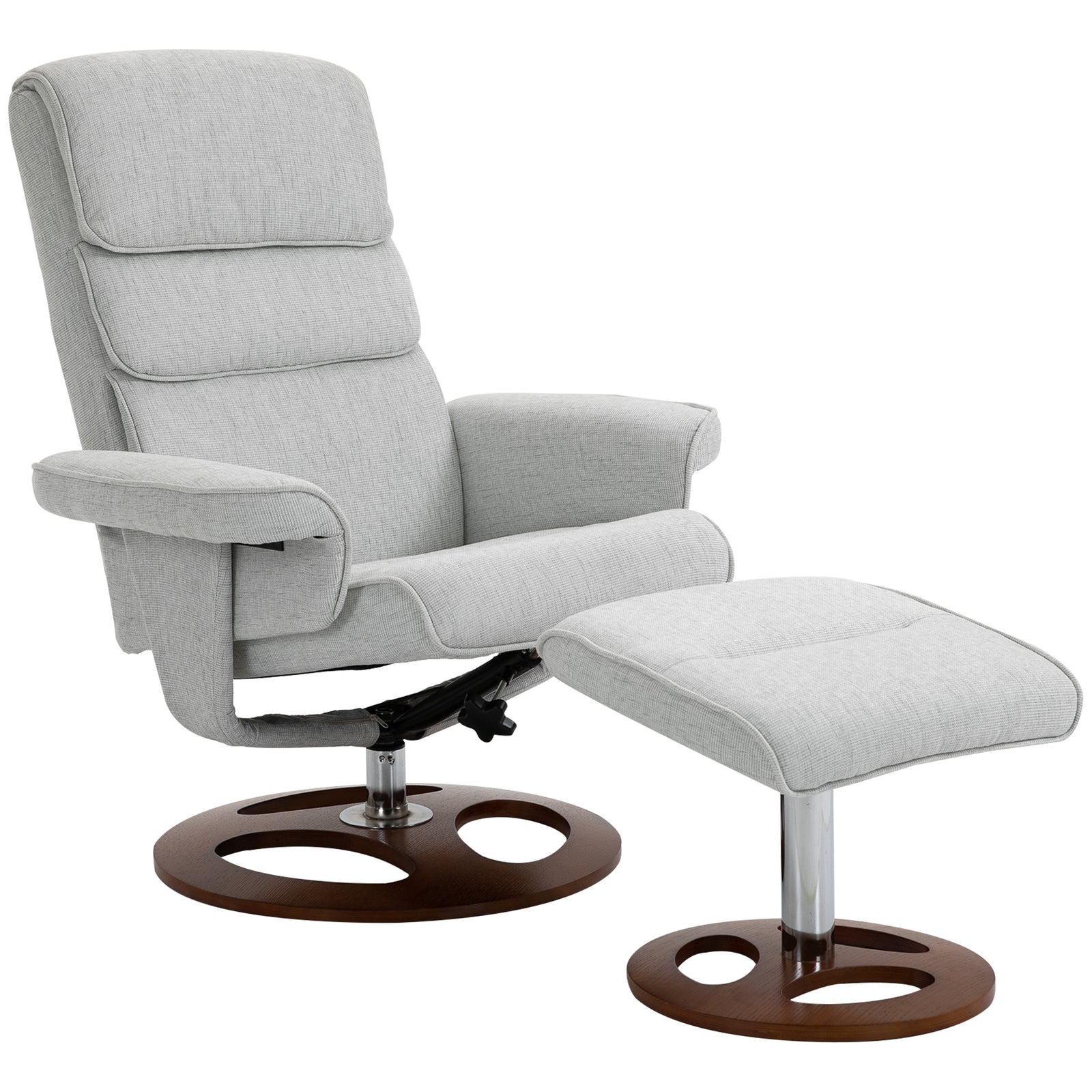 Recliner Chair Ottoman Set 360° Swivel Sofa Wood Base