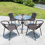 Set Of 4 Or 6 Pe Rattan Stacking Garden Chairs Outdoor Patio Seating | Set-of-6 | Brown