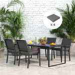Set Of 4 Outdoor Seat Cushion With Ties, For Patio Furniture | Charcoal Gray