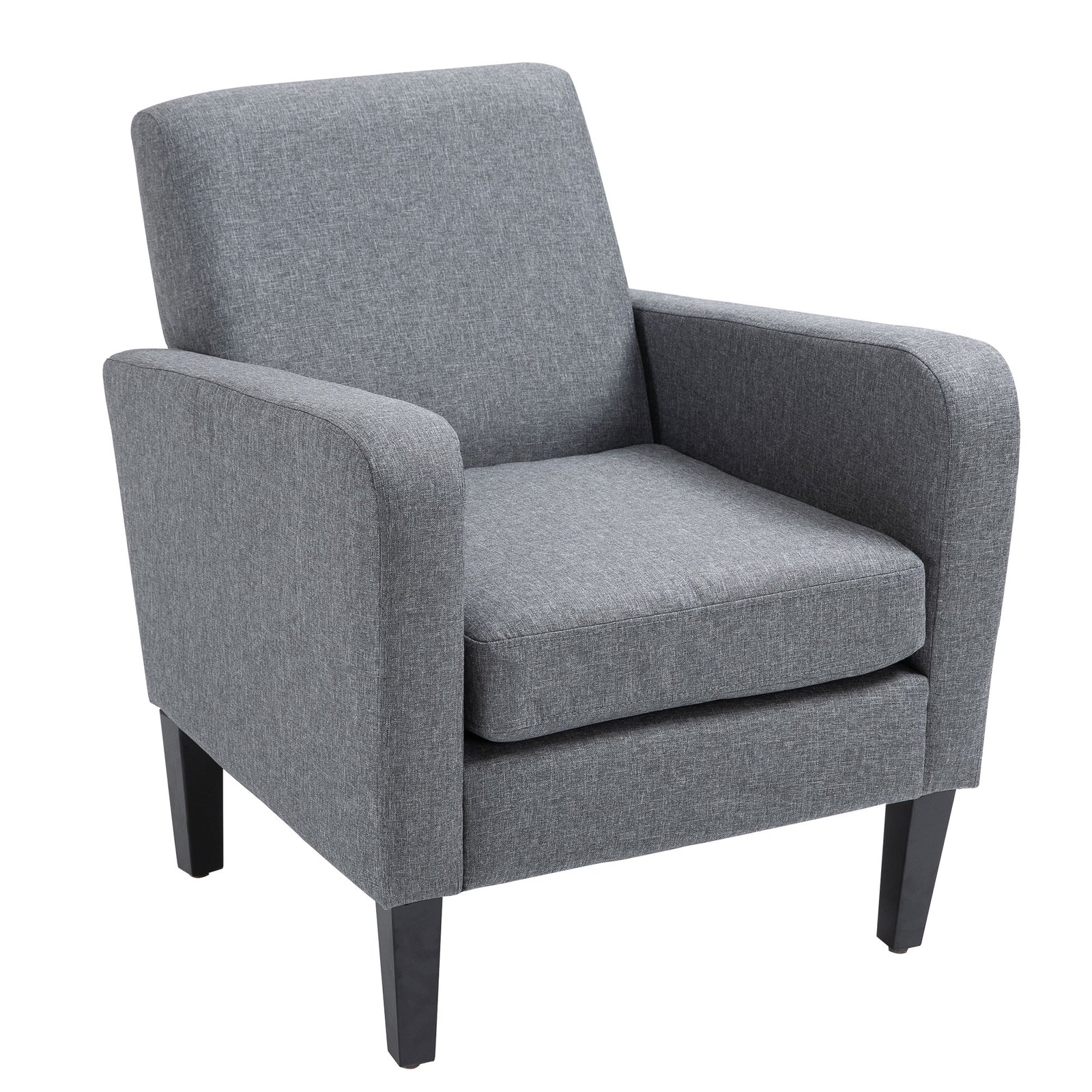 Modern Armchair Accent Chair With Rubber Wood Legs | One Size | Gray