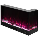 L-Shaped Smart Electric Fireplace with APP & Remote Control, 750W/1500W Recessed Fireplace Heater, 12 Flame Colours, Adjustable Brightness, Timer & Realistic Crystal Flame Effect, Black Electric Fireplace