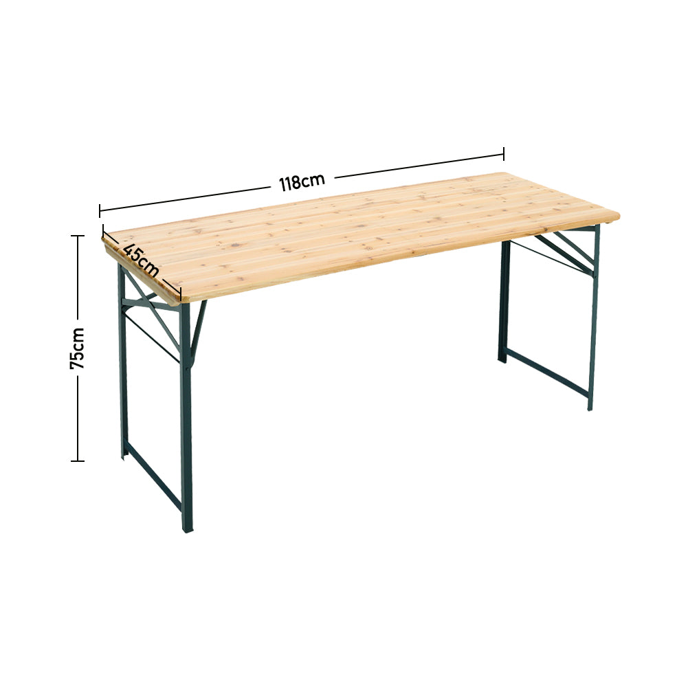 3 Pcs Picnic Table Set Rustic Wooden Folding Garden Benches Table Set