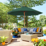 2.5m Wooden Garden Parasol Sun Shade | Green