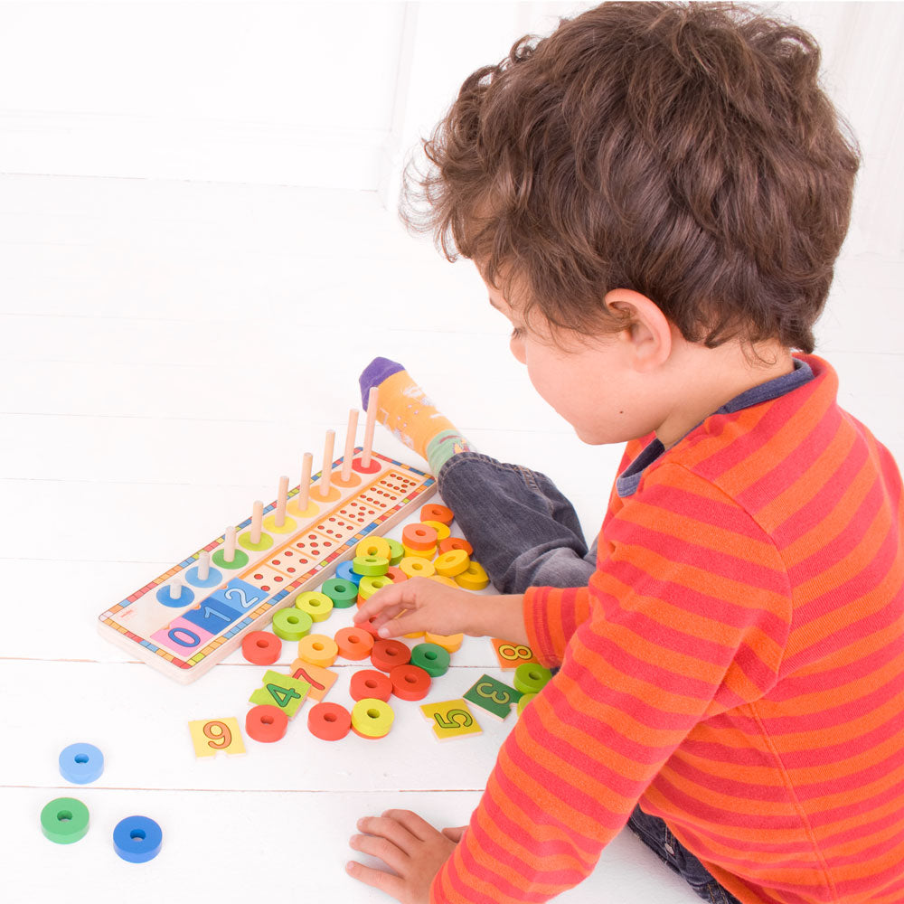 Bigjigs Toys Wooden Learn To Count Toy, Educational Game, 54 Play Pieces