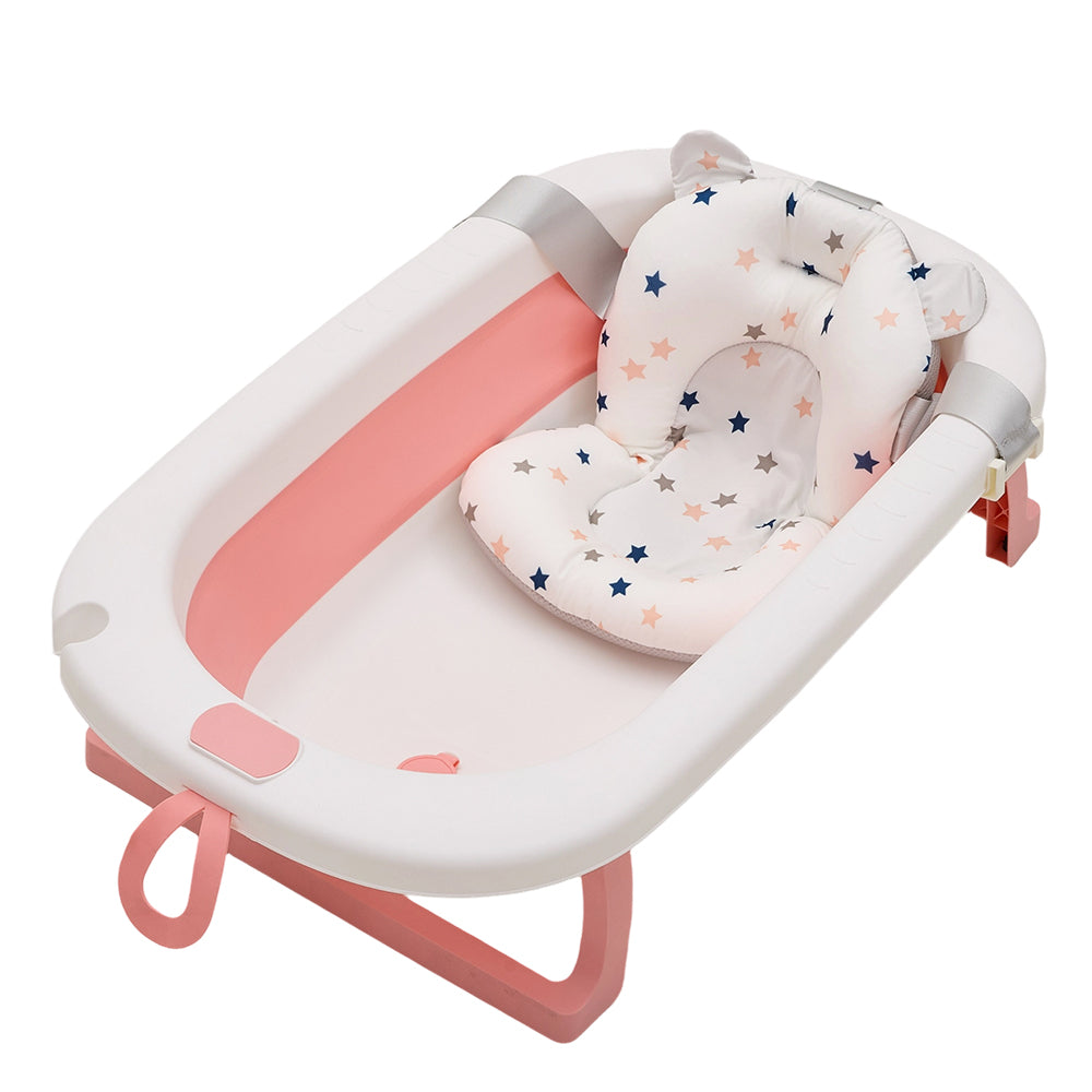 Collapsible Baby Bathtub With Soft Support Cushion | Pink