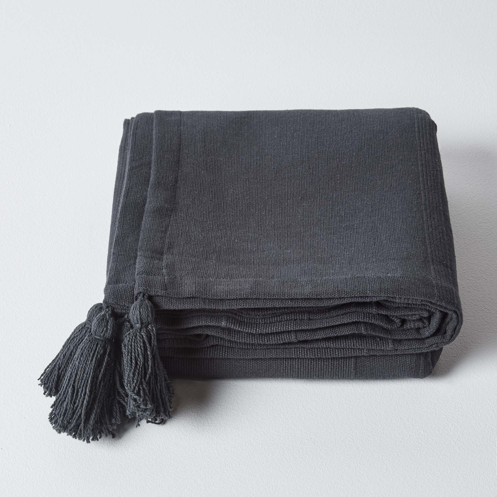 Cotton Rajput Ribbed Throw | 255cm x 360cm | Black