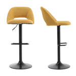 2 Set Linen Counter Swivel Height Breakfast Bar Stools | Mustard Yellow