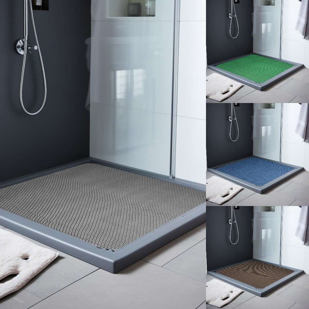 Reversible Shower Mat In Dual-colour- Square Shower | 53cm x 53cm | Blue & Green