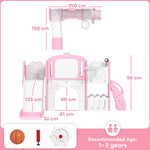7 In 1 Toddler Slide Set, Frog Theme Playset With Basketball Hoop | Pink