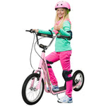 Teen Scooter Adjustable Height Dual Brakes Rubber Wheels Kickstand | Pink