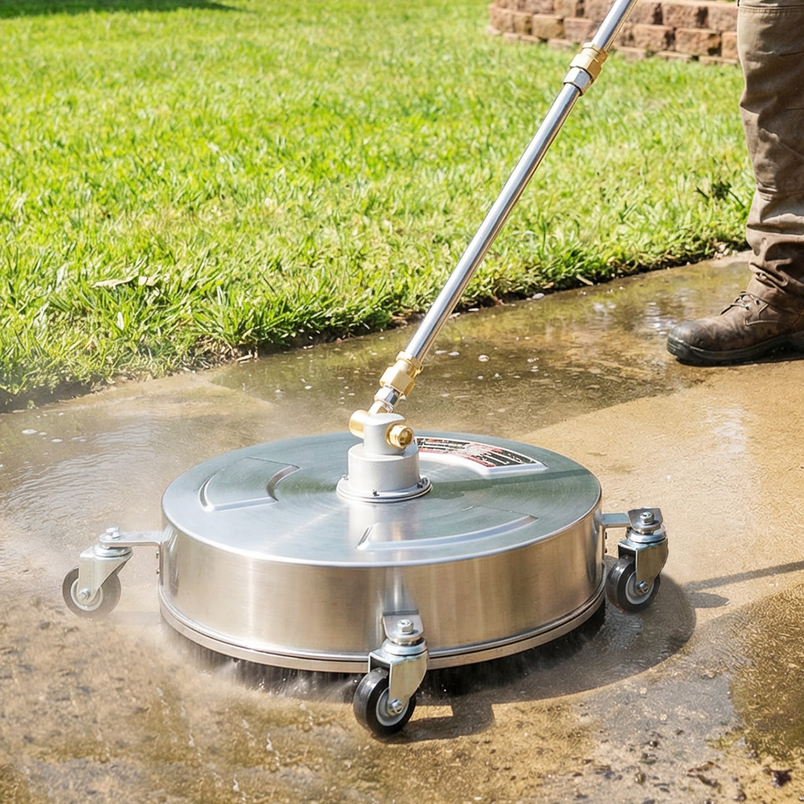 Outsunny 13" Pressure Washer Surface Cleaner With 4 Wheels