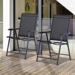 Garden Armchairs Patio Folding Modern Furniture | Set of 2 | Black