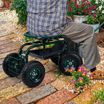 Rolling Garden Cart With Seat And Tool Tray