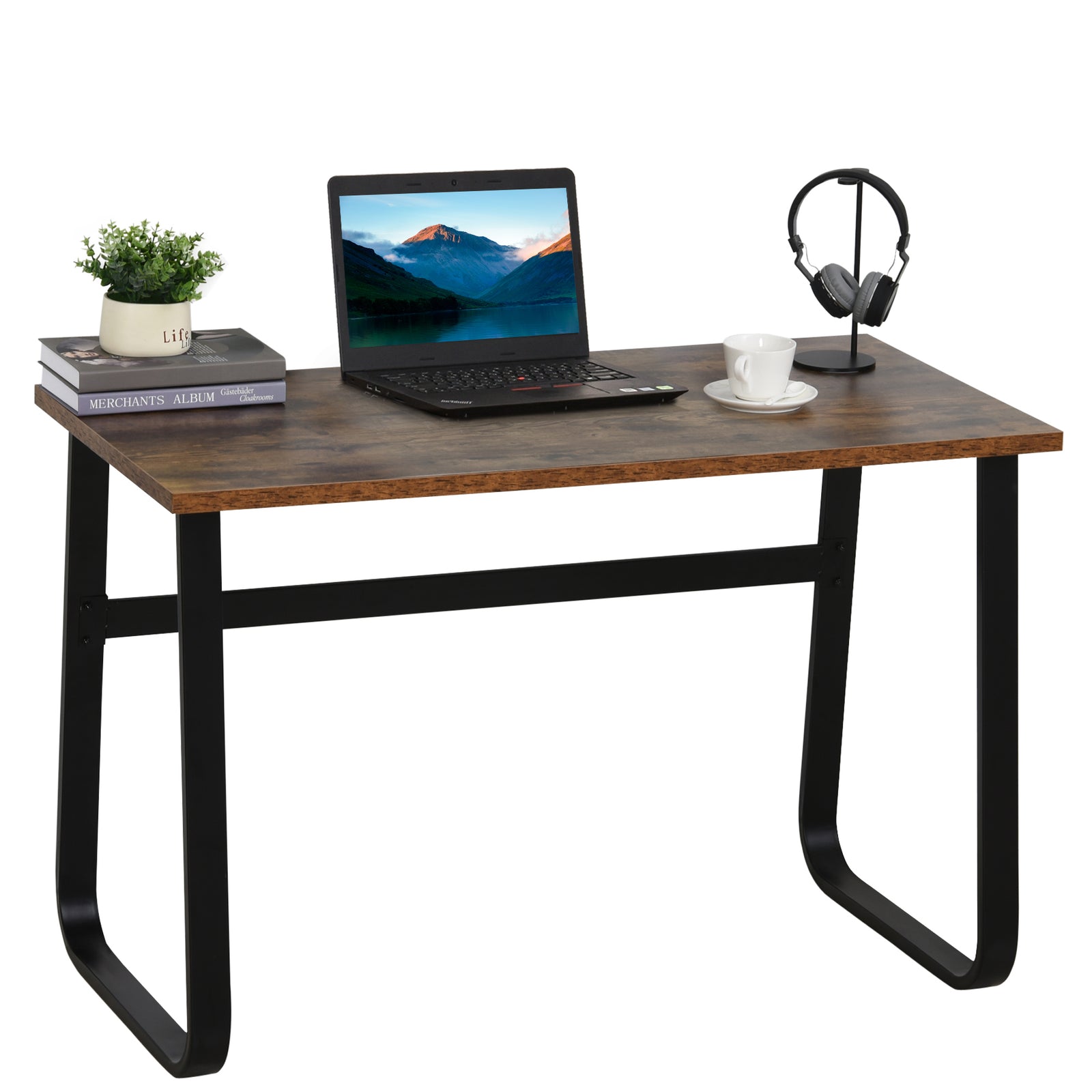 Industrial Writing Desk, Metal Legs, Home Office