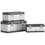 HOMCOM 3 Pieces Tool Case Set, 23" 19" 16" Stainless Steel Tool Boxes