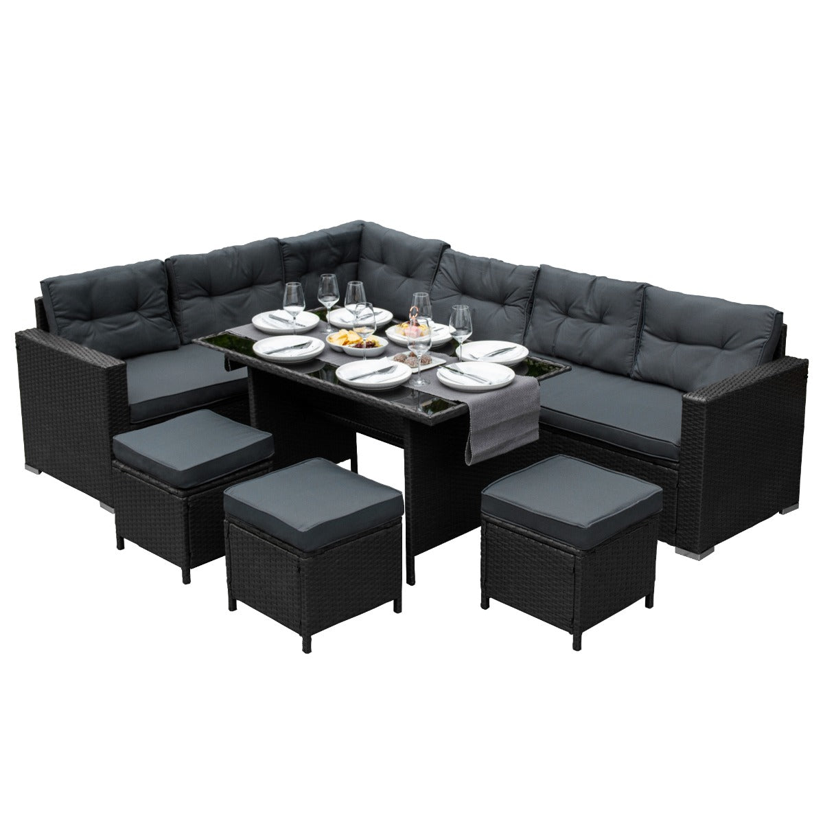 Rattan Corner Set | Black