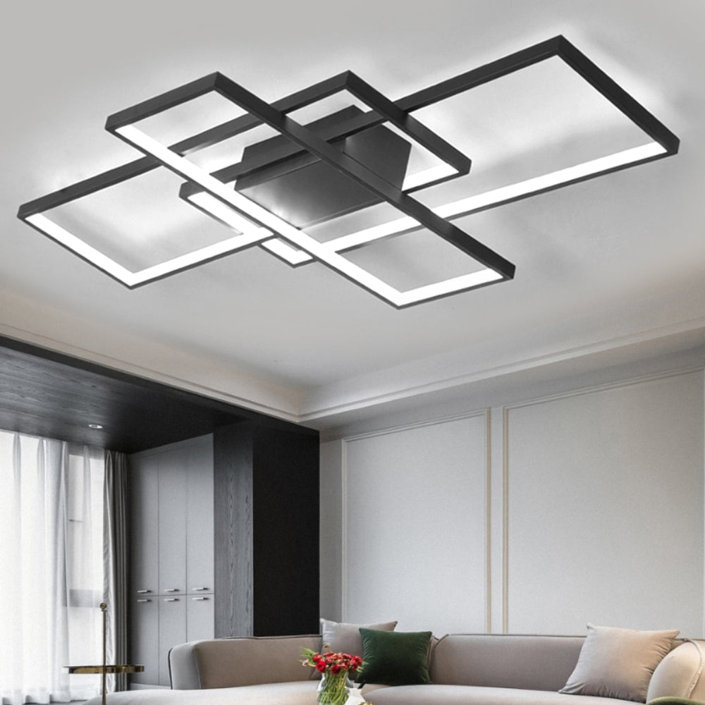 Neutral Style Rectangular Led Semi Flush Ceiling Light