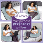 U Shaped Pregnancy Pillow, 135x75x20cm Shredded Memory Foam Full Body Maternity Cushion For Sleeping | U Shape | Blue