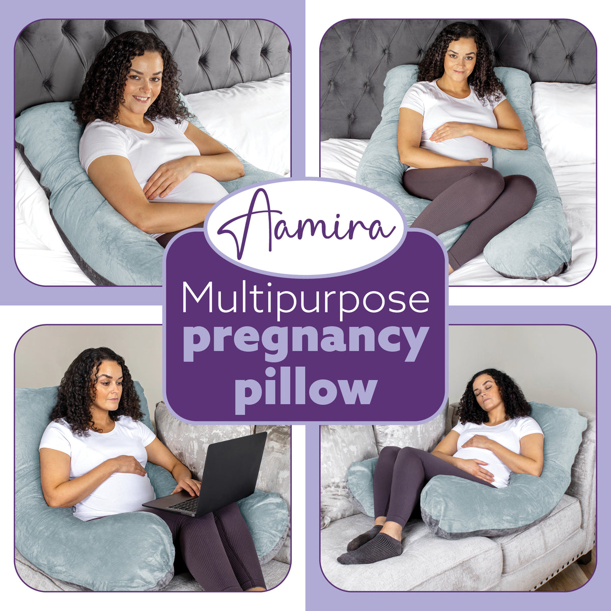 U Shaped Pregnancy Pillow, 135x75x20cm Shredded Memory Foam Full Body Maternity Cushion For Sleeping | U Shape | Blue