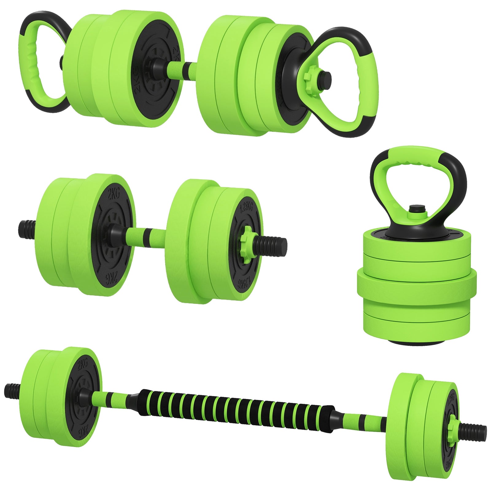 4-in-1 Weight Dumbbells Set Barbell | 40kg | Green