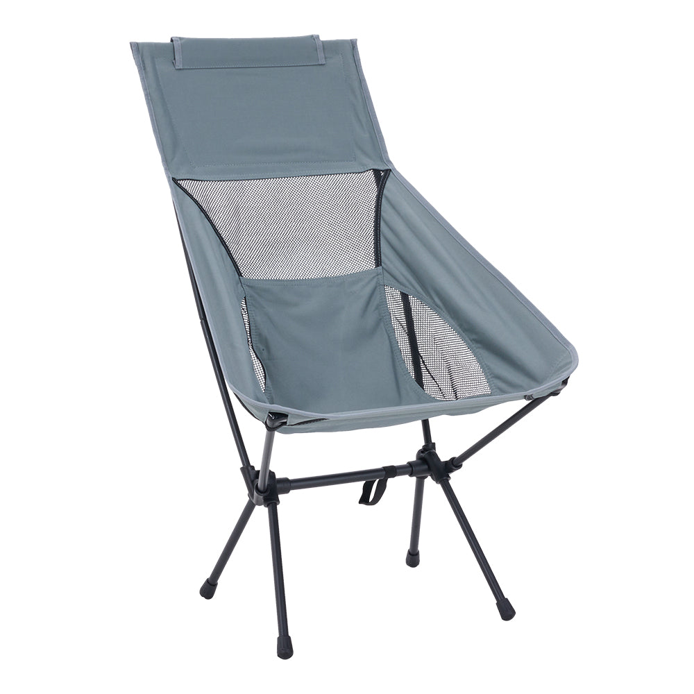 Portable Heightened Backrest Folding Camping Chair | One Size | Gray