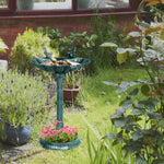 81cm Tall Bird Bath W/ 2 Decorative Birds For Garden | Green