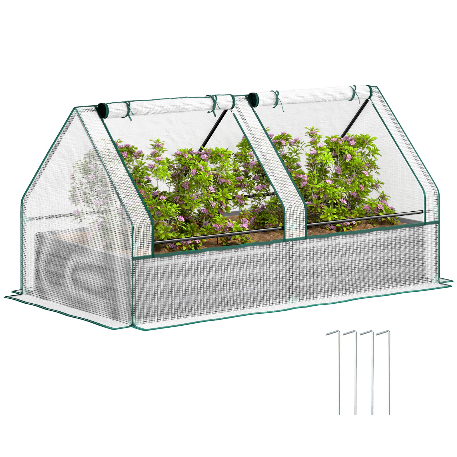Raised Garden Bed With Cover, White And Dark Grey