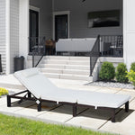 Rattan Reclining Sun Lounger With Cushion | Cream