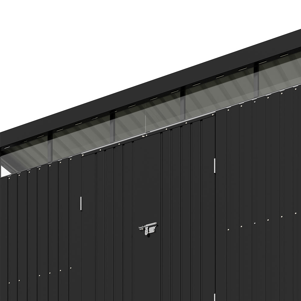 9.71 × 8.46 Ft Metal Garden Storage Shed Skylight Roof Shed,large Outdoor Tool House Flat Roof Storage & Lockable Door