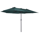 4.6m Double-sided Sun Umbrella W/ Base | Dark Green
