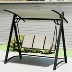 3 Seater Swing Chair, Garden Swing Bench With Adjustable Canopy | Cream