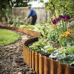Pre Rusted Corrugated Metal Lawn Edging Garden Border Roll | 12m | Rust
