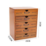 Rustic 5-drawer Wooden Organizer Box